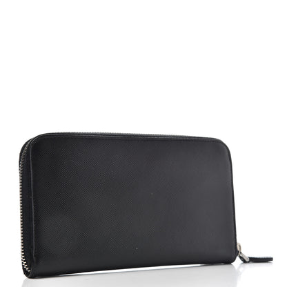 Prada Saffiano Metal Zip Around Wallet Black 3 of 6