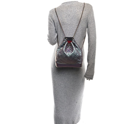 Chanel Iridescent Lambskin Calfskin Quilted Gabrielle Backpack Light Purple 2 of 10