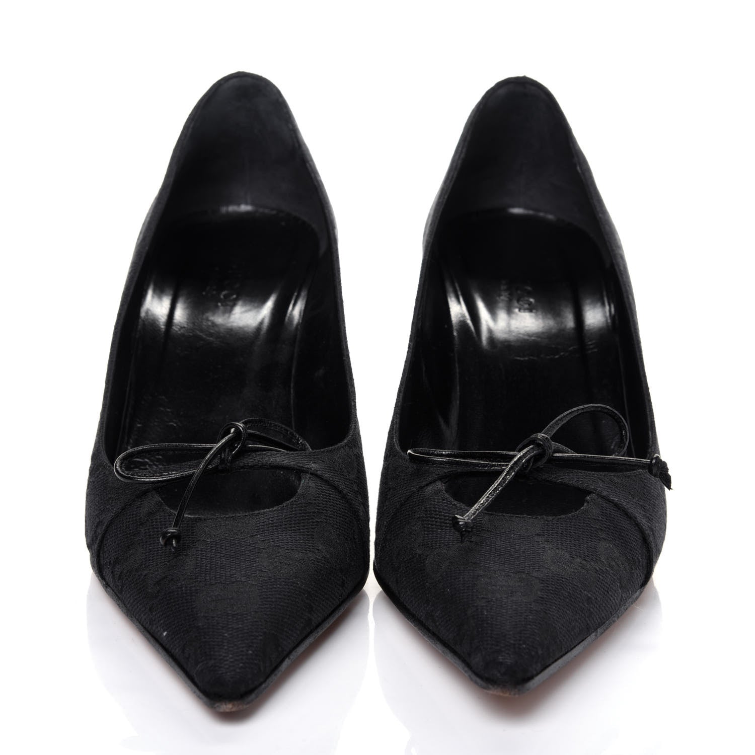 Gucci Fabric Monogram Mid-Heel Pumps 36.5 Black 2 of 12