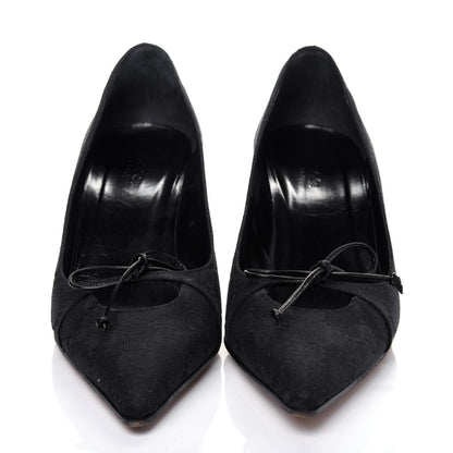 Gucci Fabric Monogram Mid-Heel Pumps 36.5 Black 2 of 12