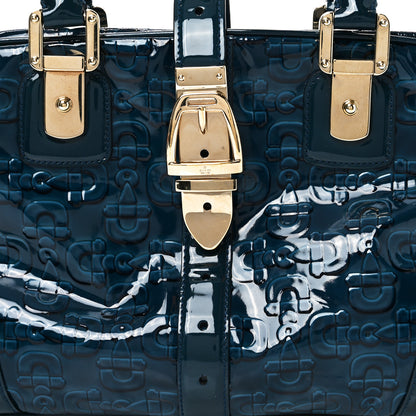 Gucci Patent Horsebit Glam Boston Tote Bag Blue 7 of 9