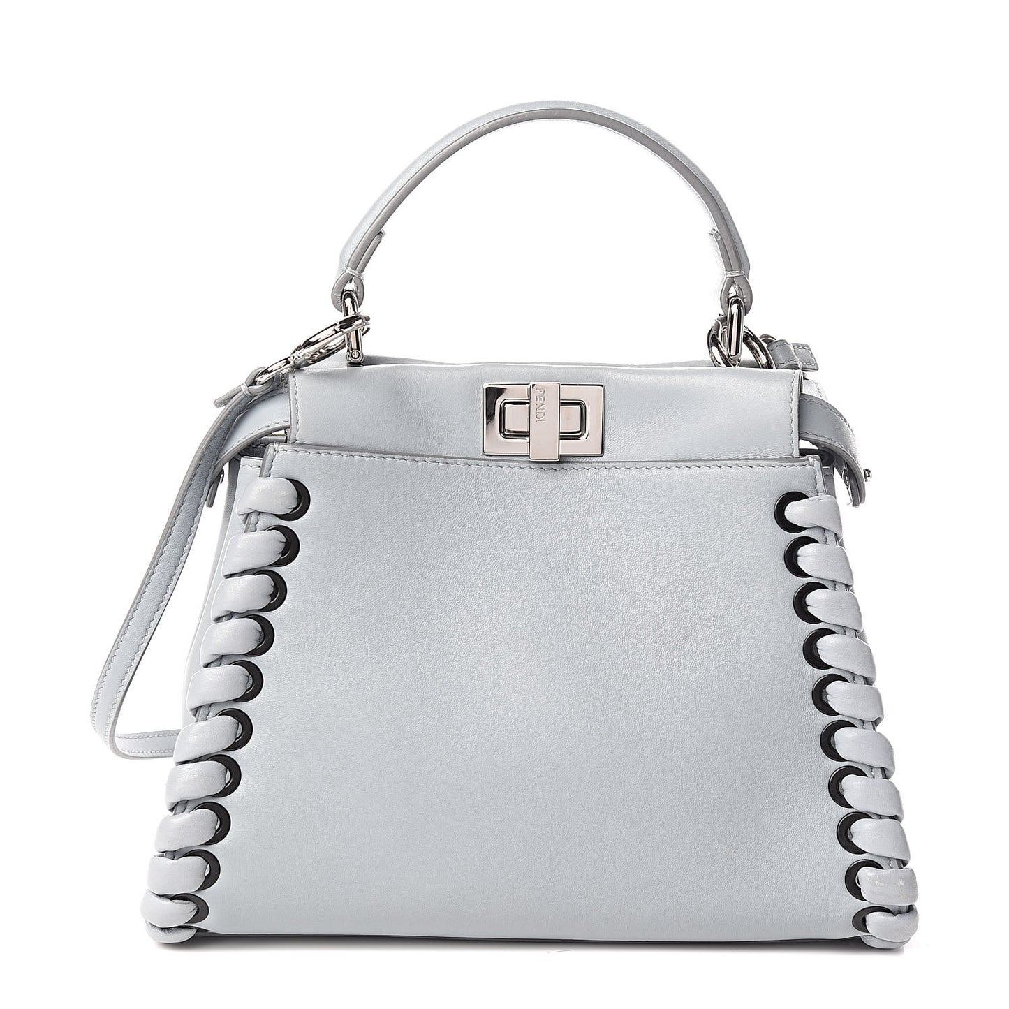Nappa Lace Up Mini Peekaboo Iconic Satchel Azzurro Polvere