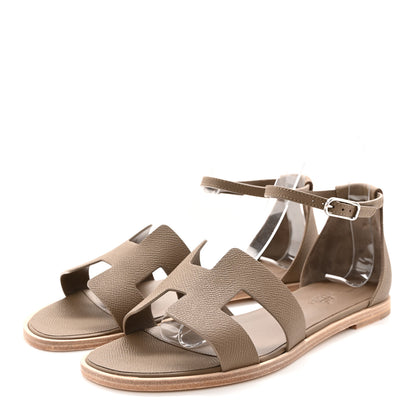 Hermes Epsom Santorini Sandals 39 Etoupe 3 of 10