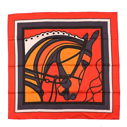 Hermes Silk Robe Du Soir Scarf 90 Orange Soleil Taupe 1 of 5
