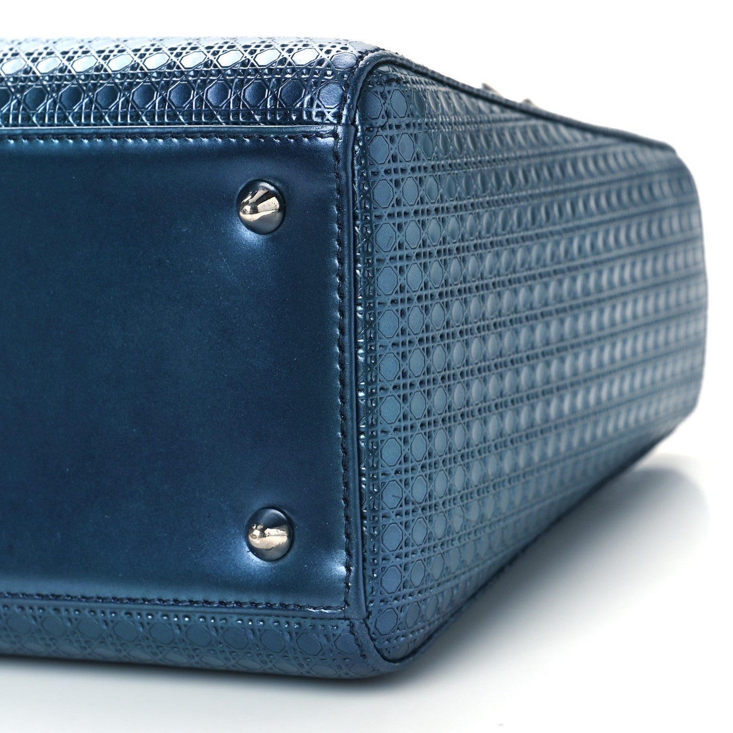 Christian Dior Metallic Patent Micro-Cannage Medium Lady Dior Blue 8 of 8