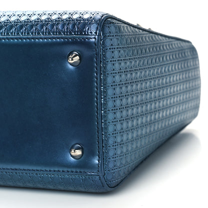 Christian Dior Metallic Patent Micro-Cannage Medium Lady Dior Blue 8 of 8