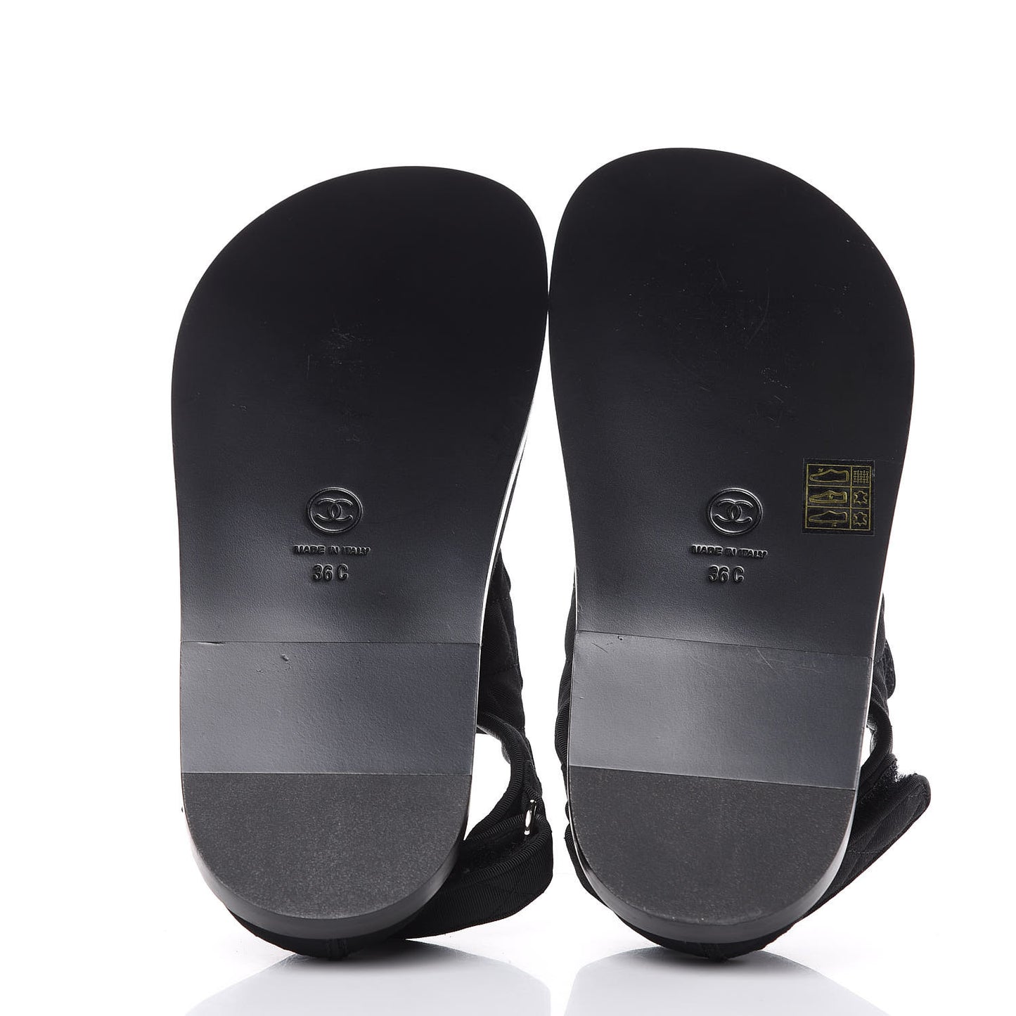 Grosgrain CC Crystal Flat Sandals 36 Black