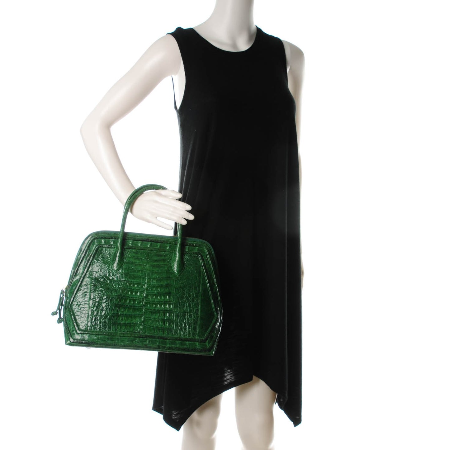 Crocodile Top Handle Tote Green