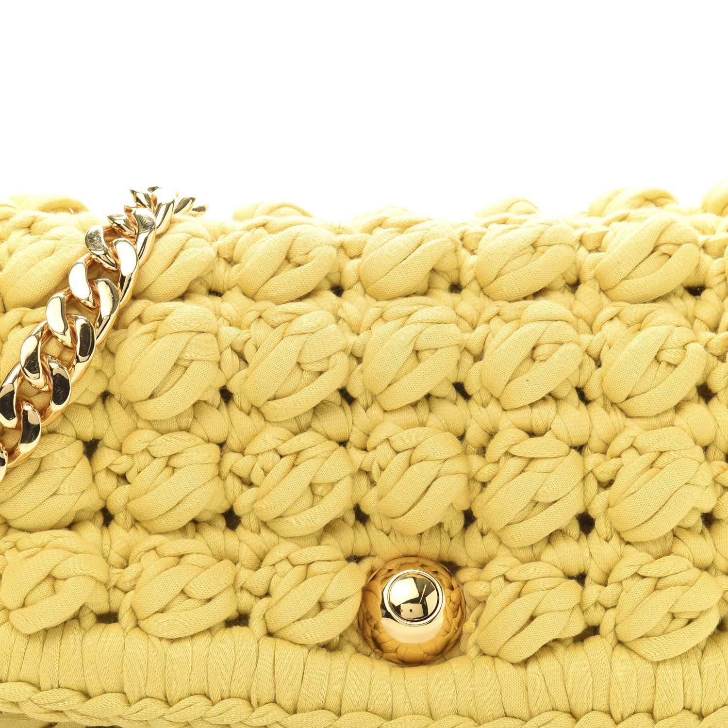 Bottega Veneta Jersey Crochet Shoulder Bag Buttercup Gold 9 of 9