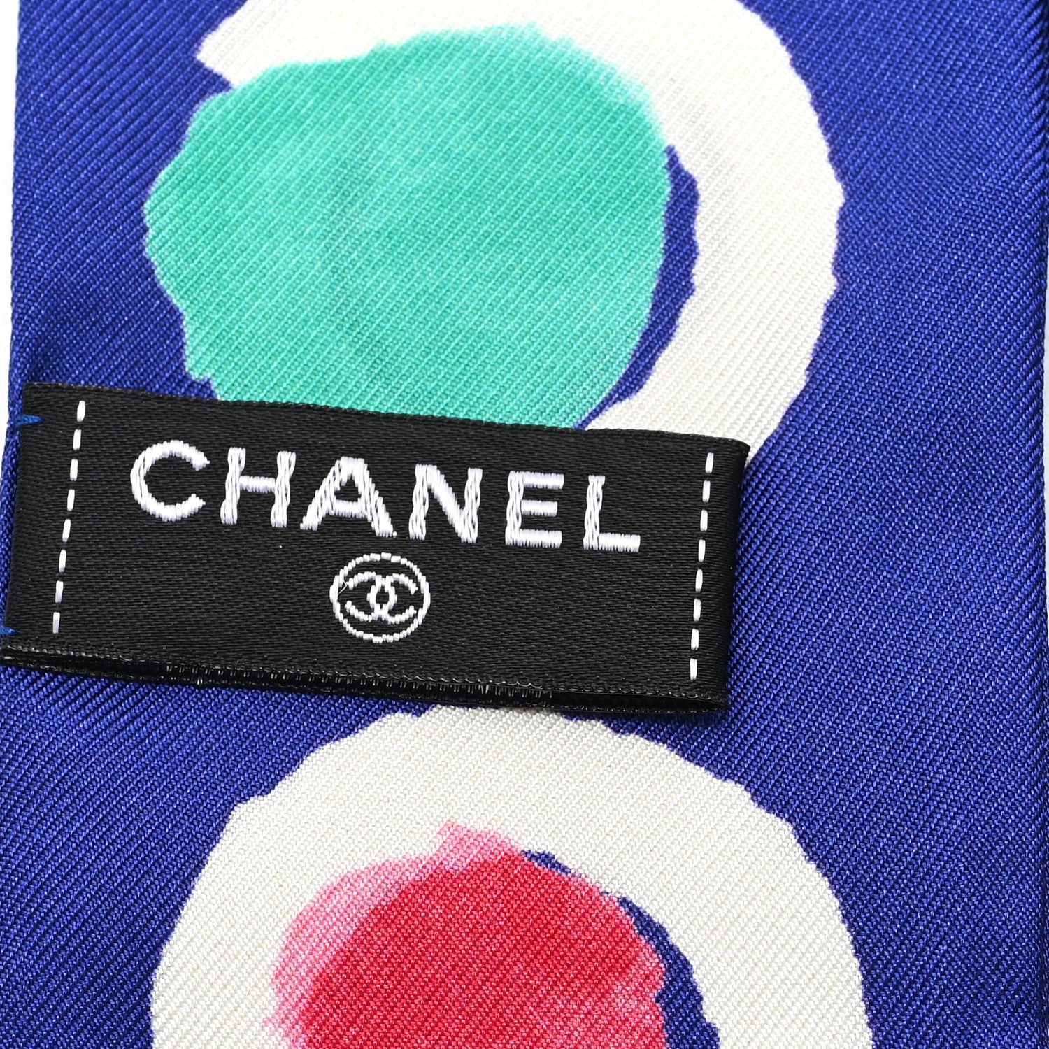 Chanel Silk Coco Slim Polka Dot Bandeau Scarf  Blue White Multicolor 3 of 3