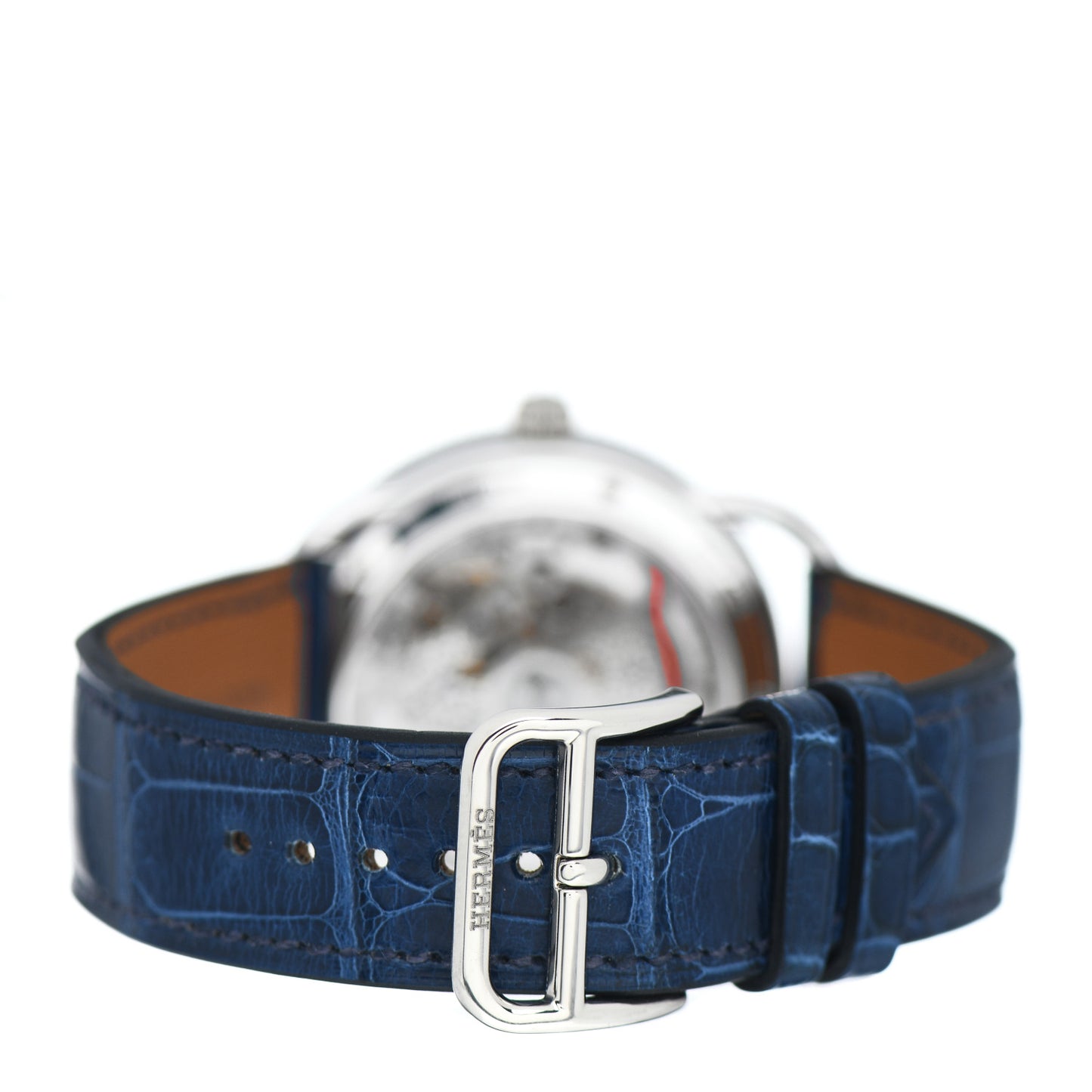 18K White Gold Alligator Diamond 38mm Arceau Petite Lune Automatic Watch Bleu Saphir