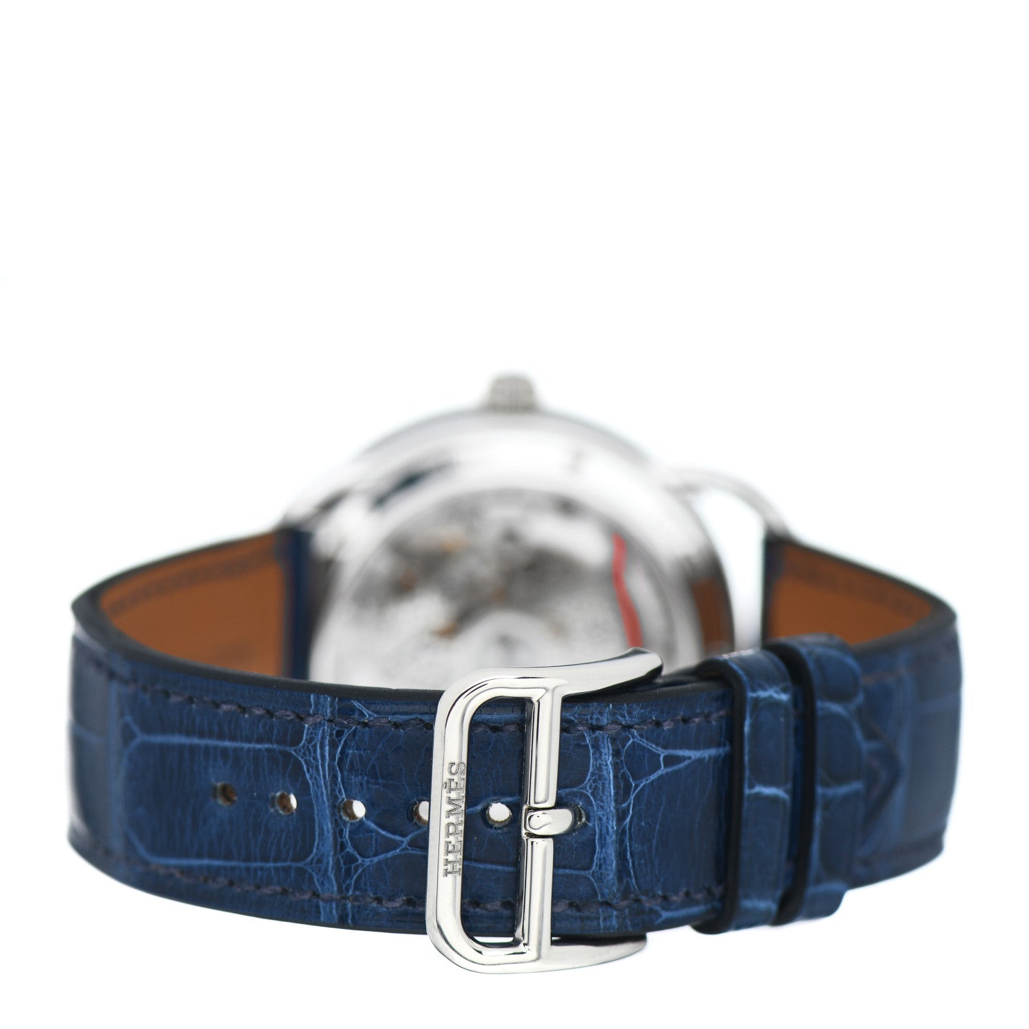 Hermes 18K White Gold Alligator Diamond 38mm Arceau Petite Lune Automatic Watch Bleu Saphir 3 of 5