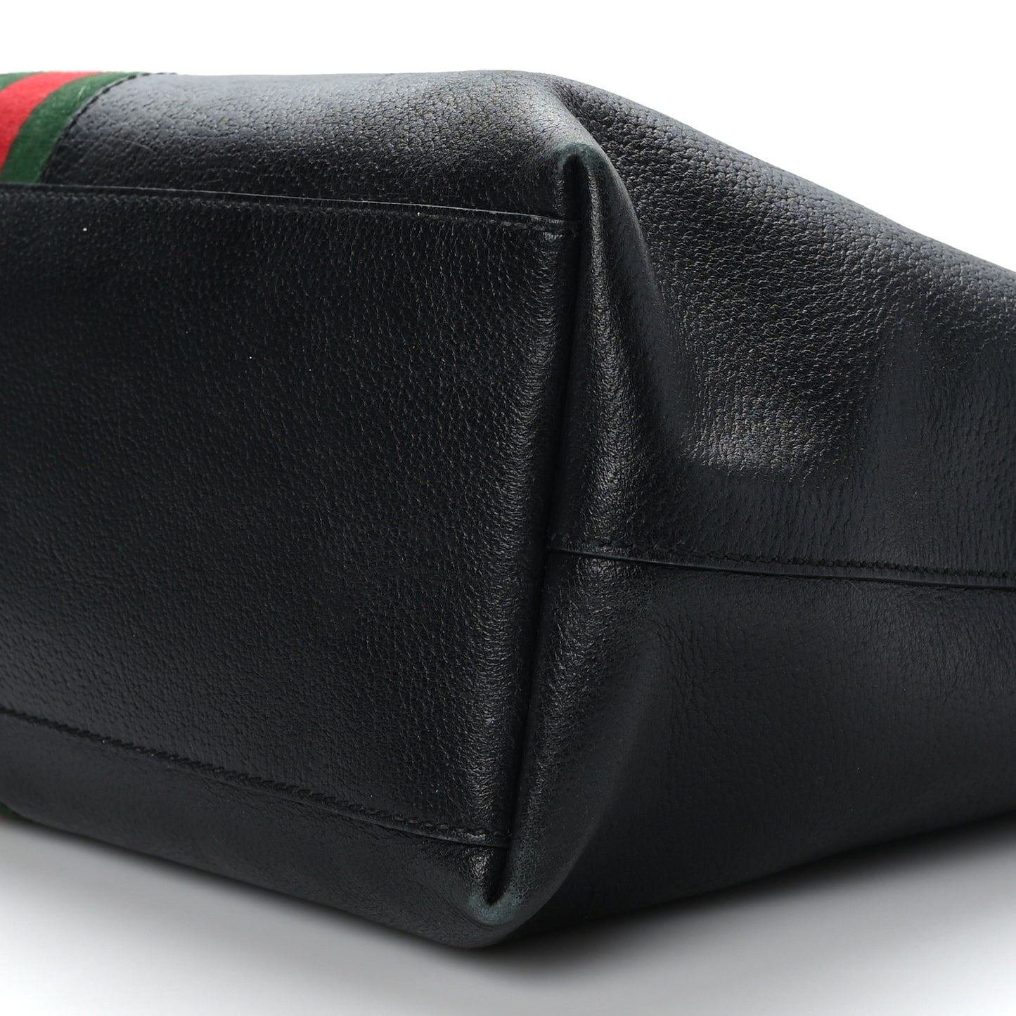 Textured Calfskin Web Medium Ophidia Shopping Tote Black