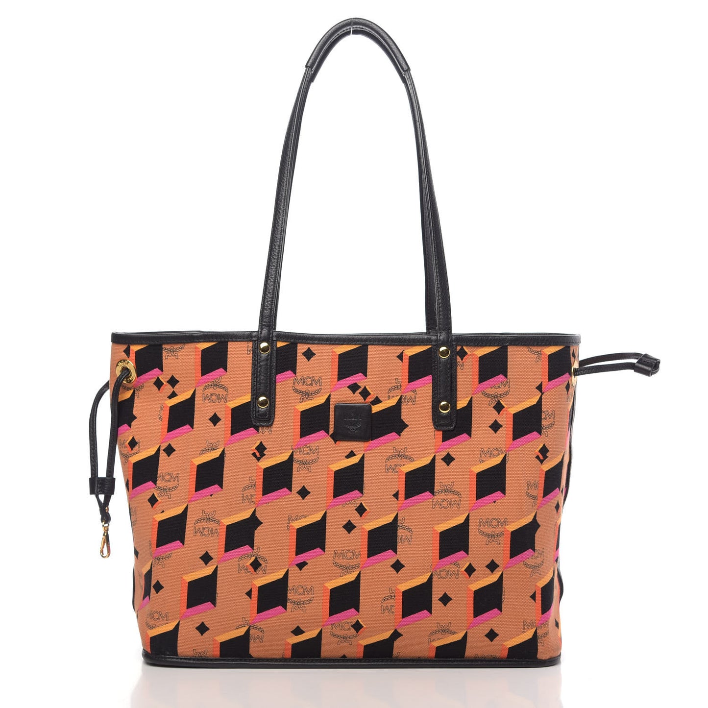 Visetos Medium Reversible Shopping Tote Cognac Black