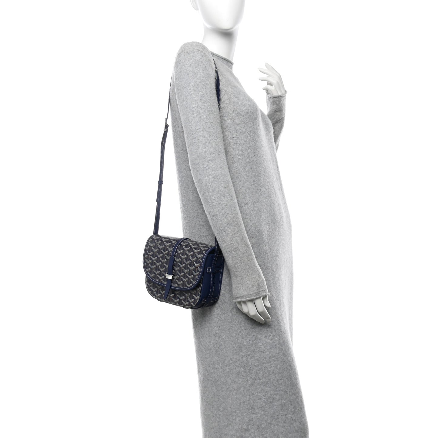 Goyardine Belvedere II MM Messenger Bag Navy