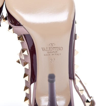 Valentino Garavani Patent Nappa Rockstud Ankle Strap 100mm Pumps 37 Rubin Poudre 7 of 9
