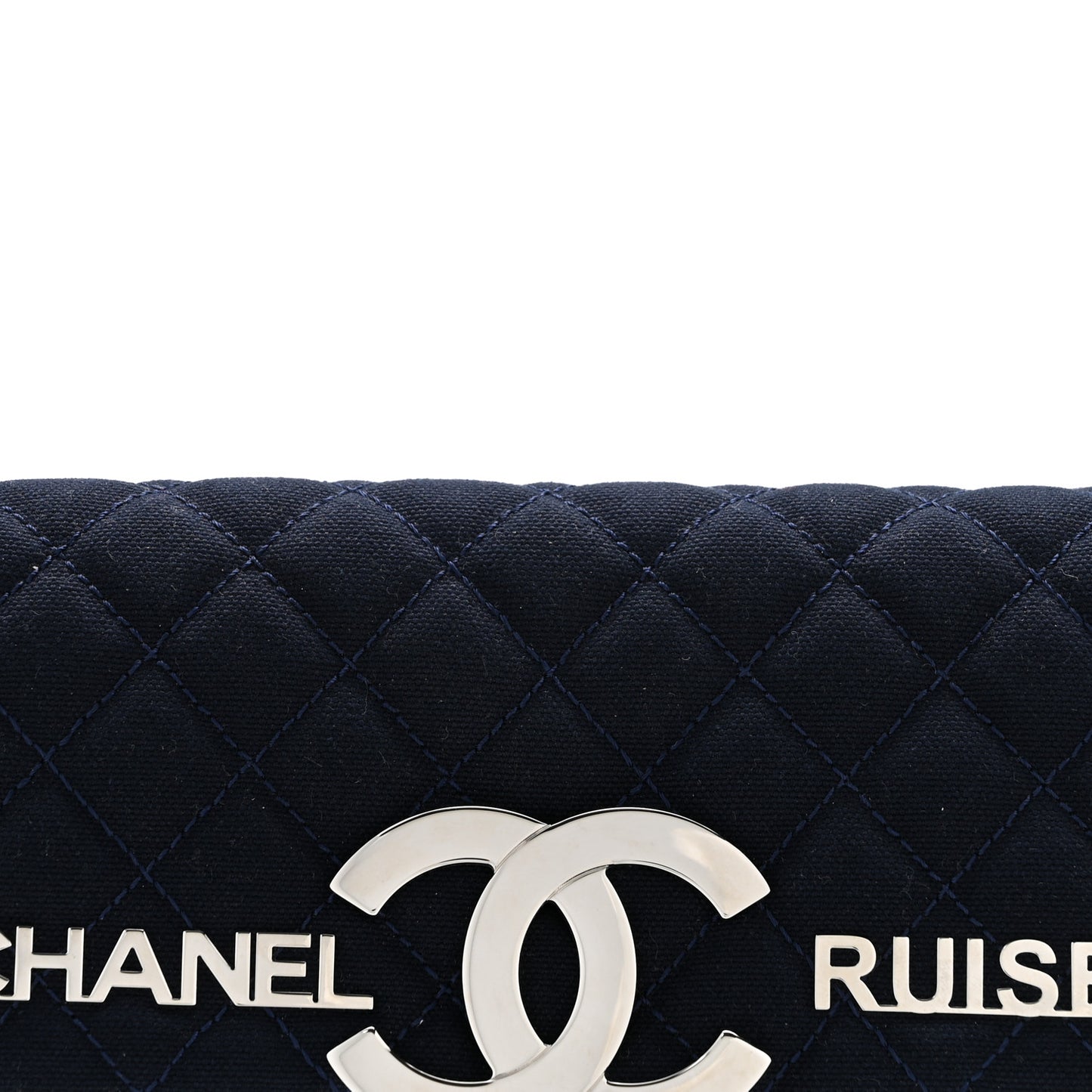 Canvas Quilted CC Cruise East West Flap Clutch Navy Blue