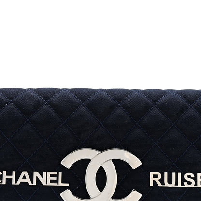 Chanel Canvas Quilted CC Cruise East West Flap Clutch Navy Blue 8 of 12