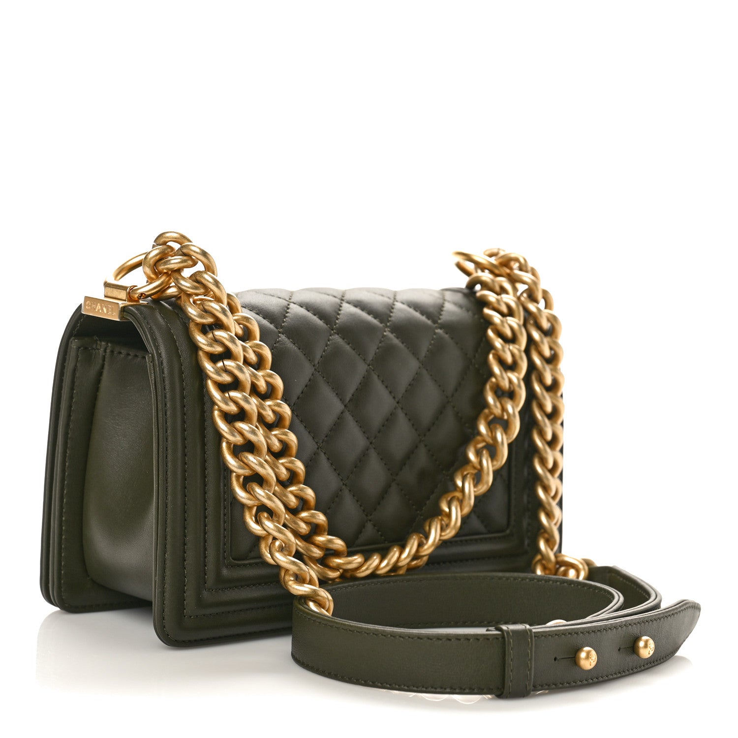 Chanel Calfskin Quilted Small Boy Flap Khaki 2 of 9