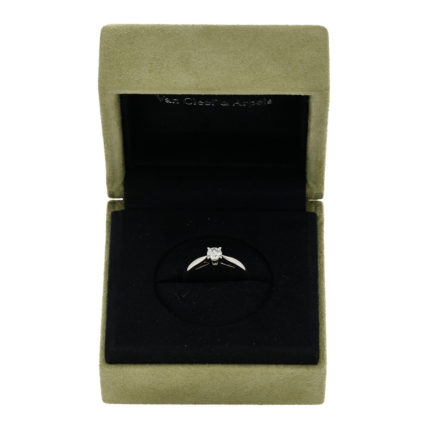 Van Cleef & Arpels Platinum Diamond .31ct Bonheur Solitaire Engagement Ring 52 6 5 of 5