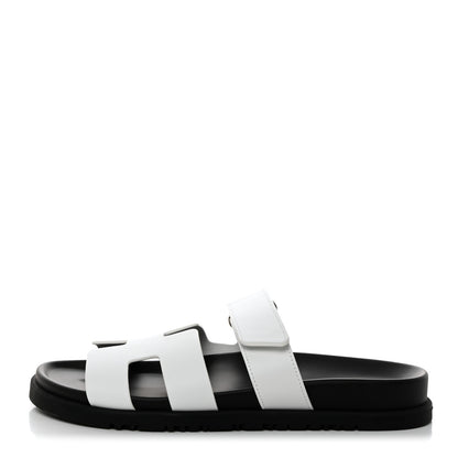 Hermes Calfskin Womens Chypre Sandals 38 White 1 of 9