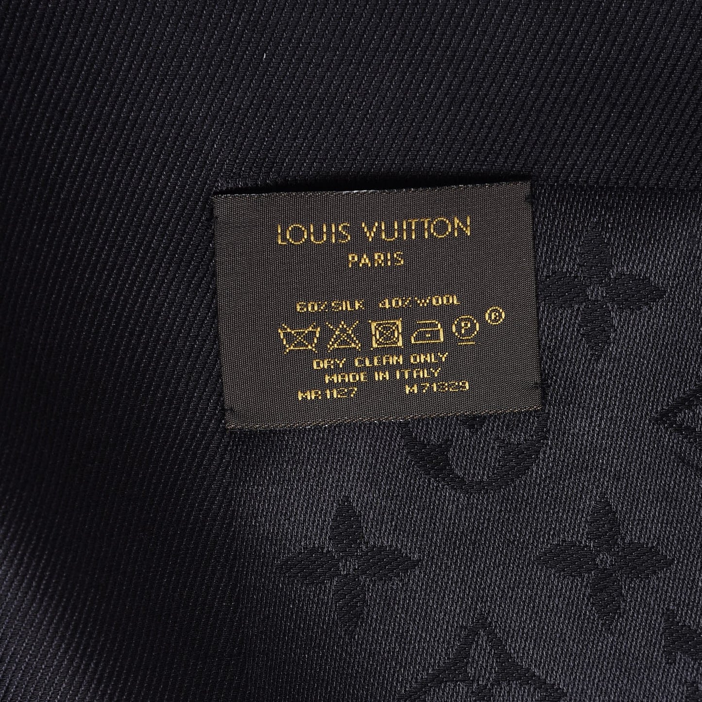 Silk Wool Monogram Shawl Black