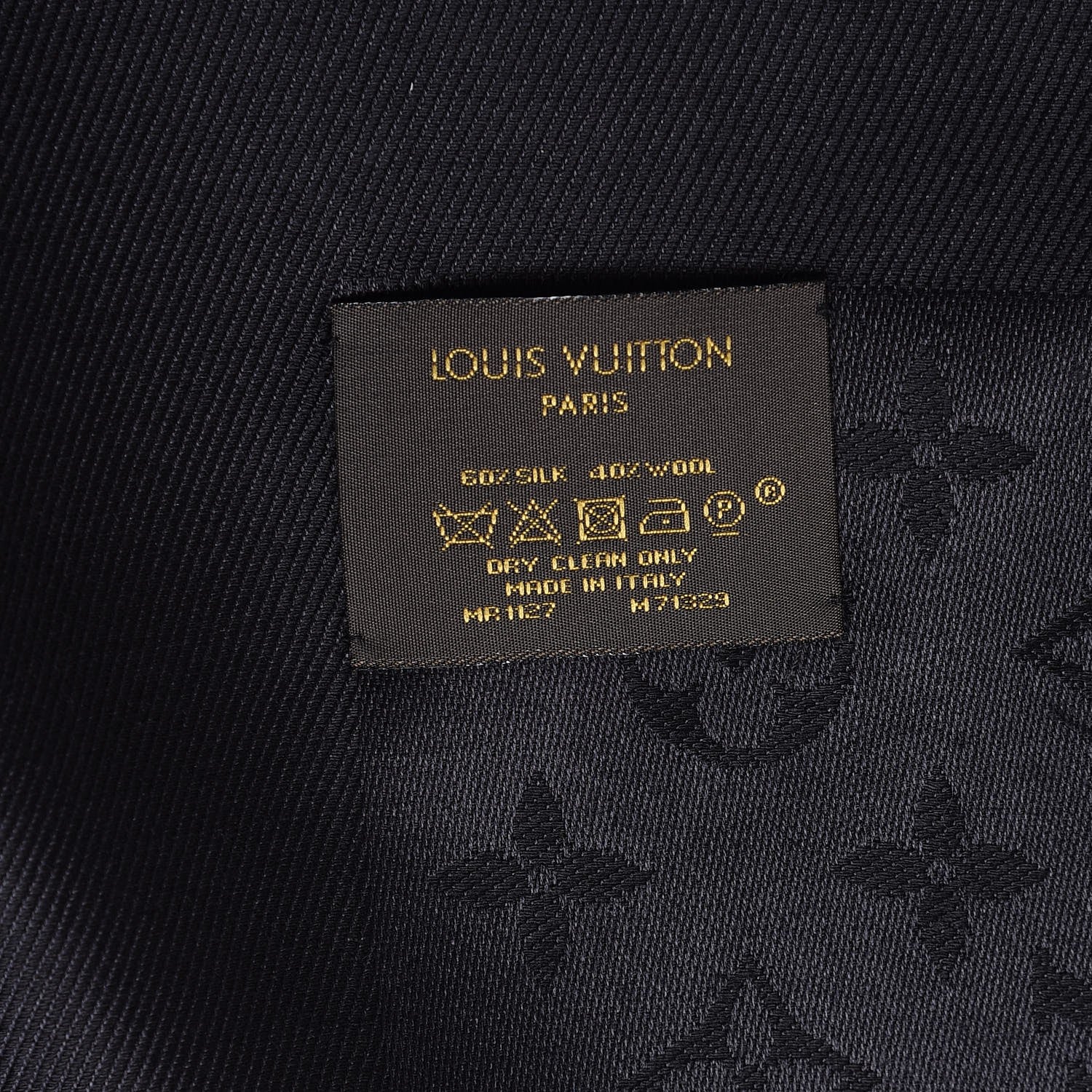 Louis Vuitton Silk Wool Monogram Shawl Black 4 of 4