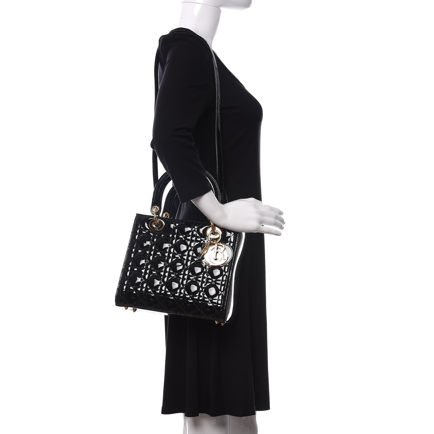 Christian Dior Patent Cannage Medium Lady Dior Black 2 of 9