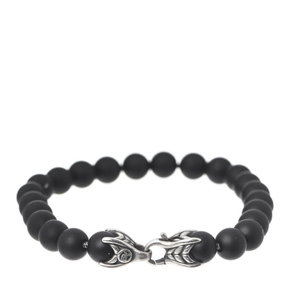 David Yurman Sterling Silver Black Onyx 8mm Spiritual Beads Bracelet 3 of 5