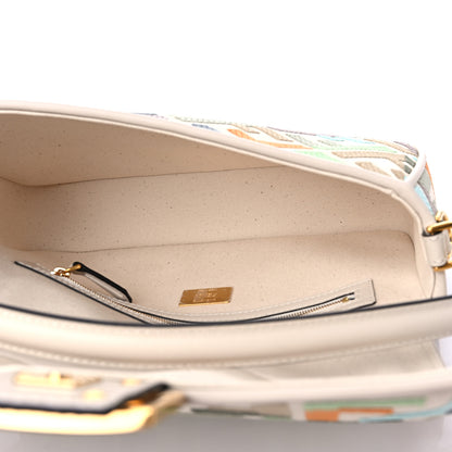 Fendi Canvas Vitello Seta FF Multicolor Embroidered Baguette Grezzo Multicolor Latte 5 of 8