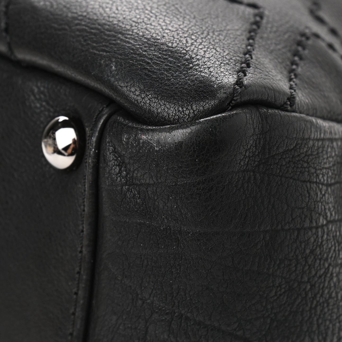 Calfskin Small Diamond Stitch Tote Black