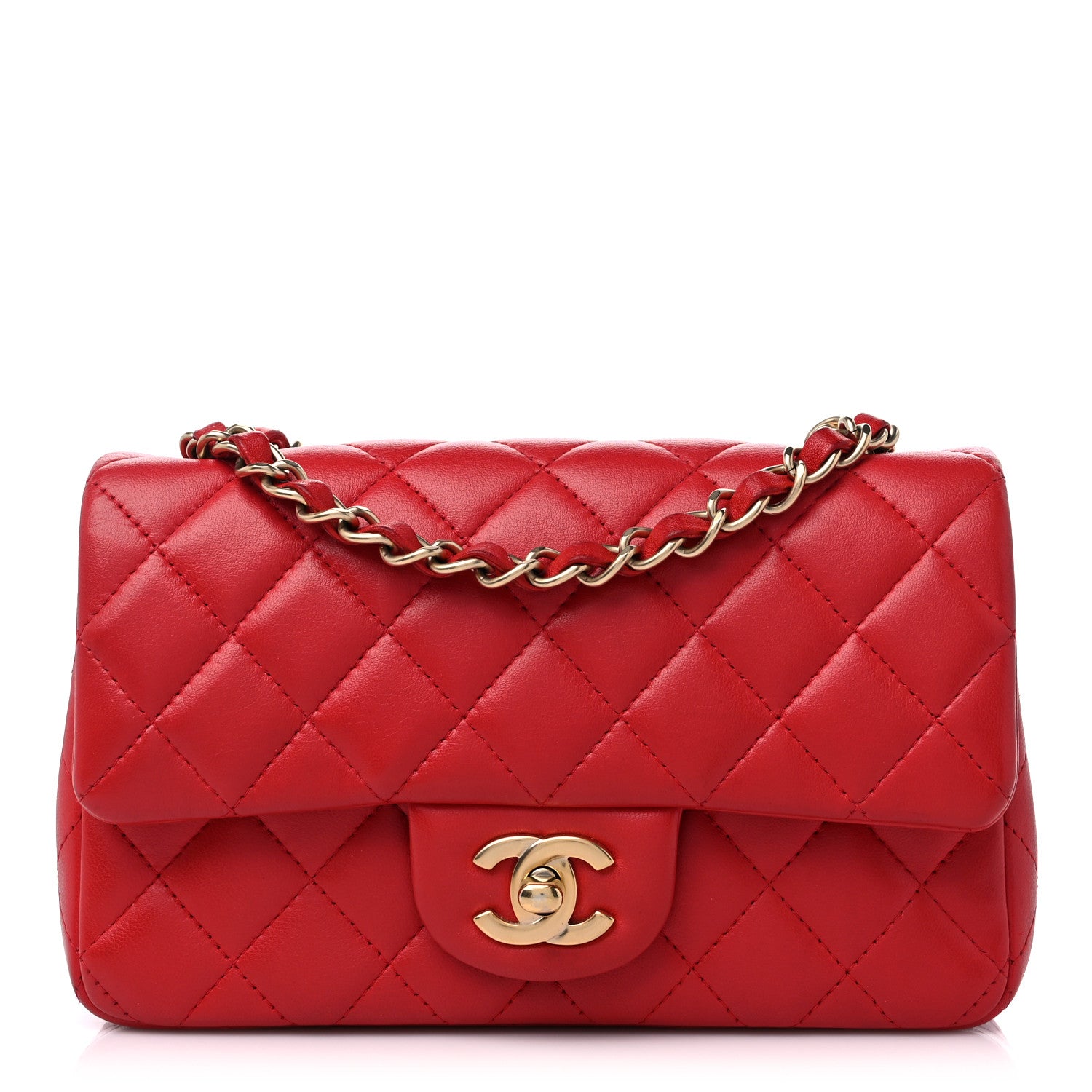 Chanel Lambskin Quilted Mini Rectangular Flap Red 1 of 14