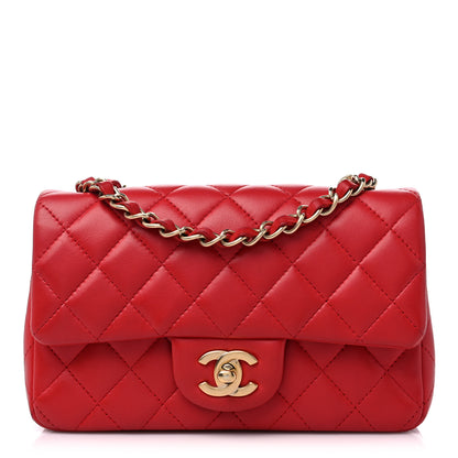 Chanel Lambskin Quilted Mini Rectangular Flap Red 1 of 14