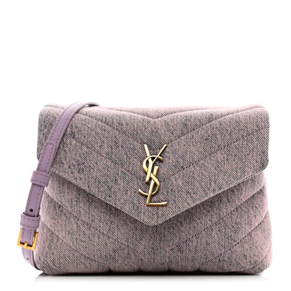 Saint Laurent Denim Y Quilted Monogram Toy Loulou Crossbody Bag Bleached Lilac 1 of 11