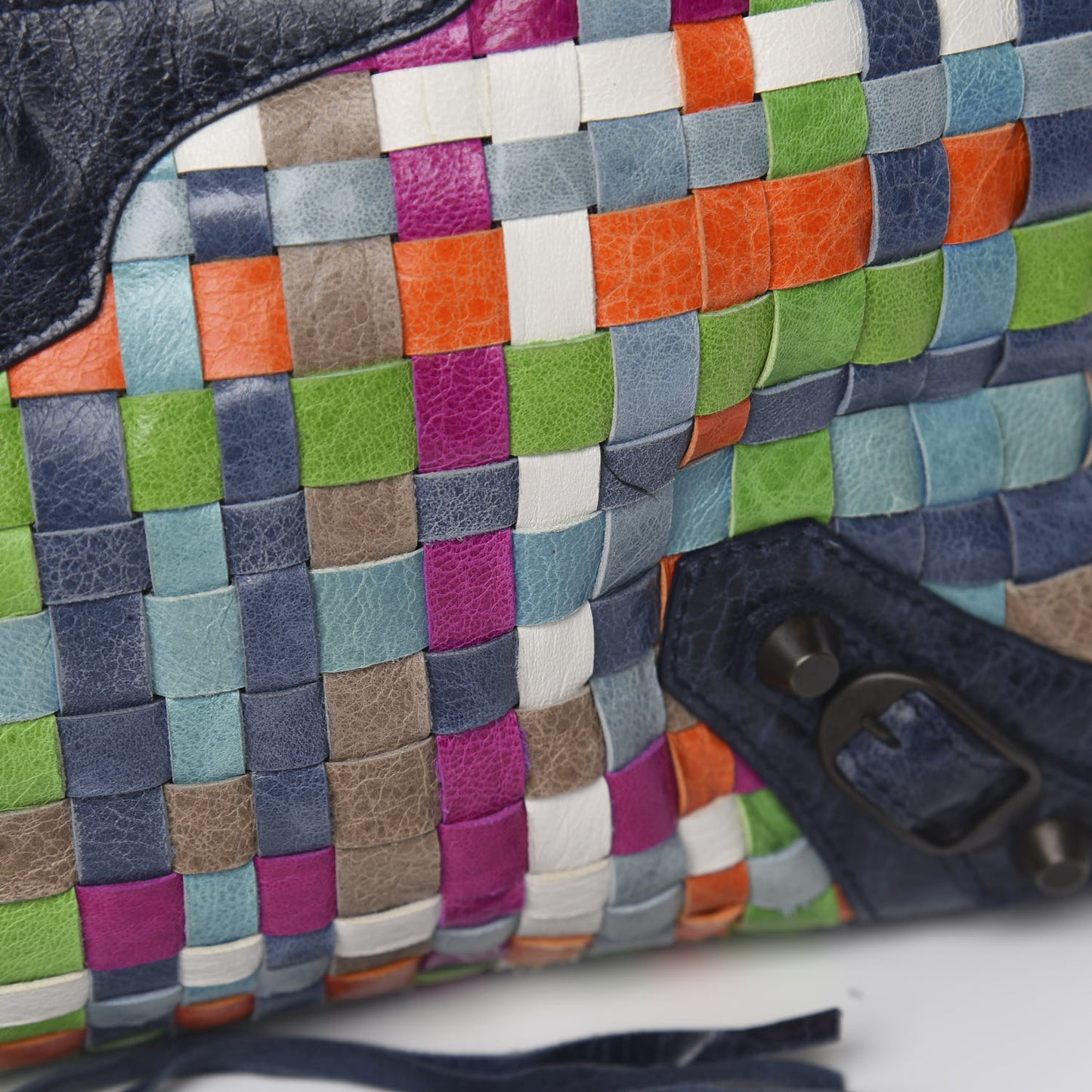 Agneau Lattice Woven Classic Hardware City Multicolor