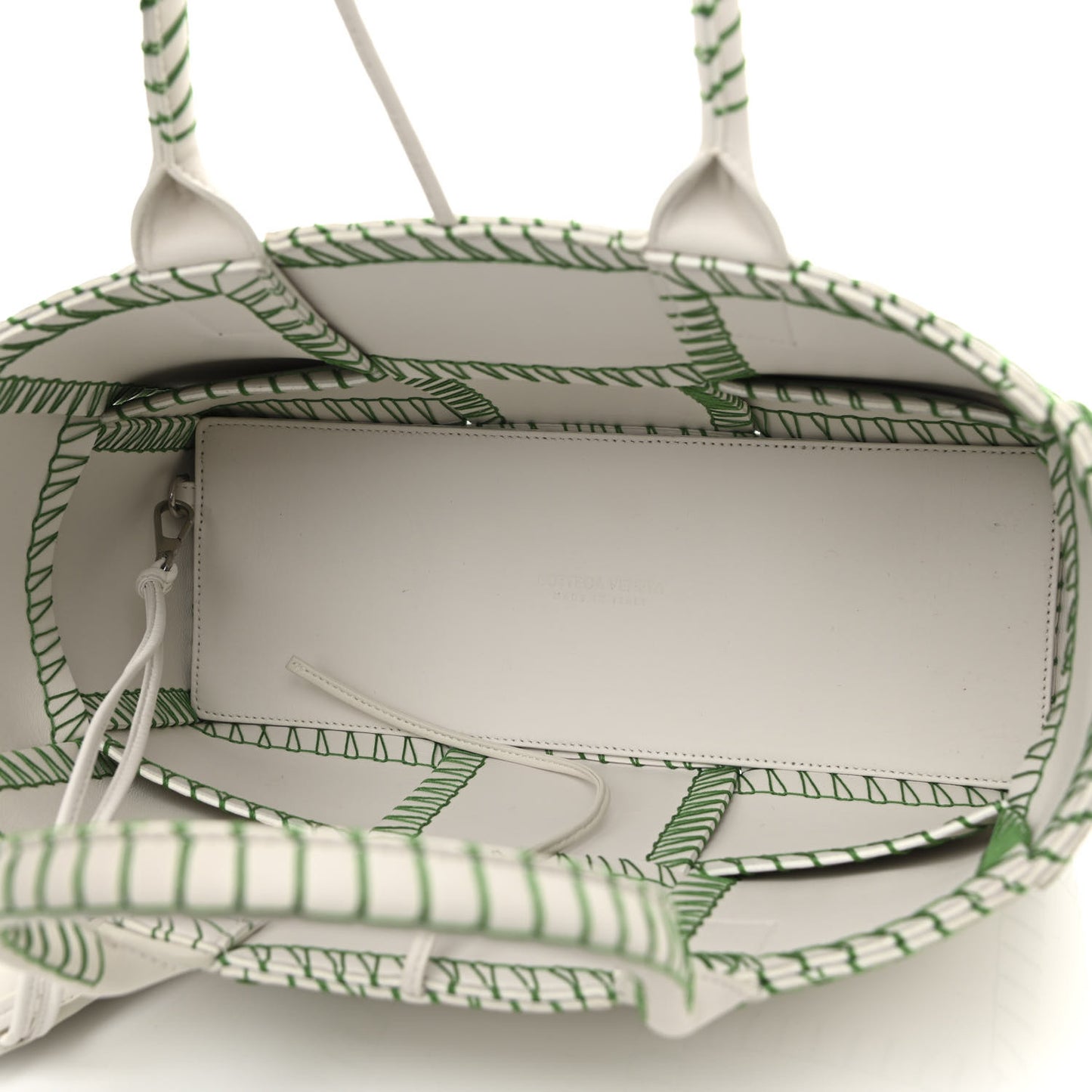 Nappa Maxi Intrecciato Overlock Stitched Small Arco Tote White Parakeet