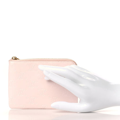 Celine Smooth Calfskin Triomphe Embossed Coin and Card Pouch Rose Pale 2 of 11