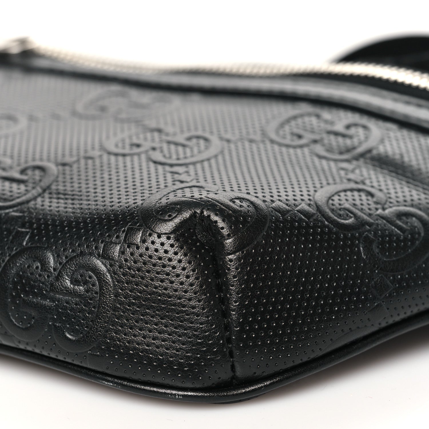 Gucci Calfskin GG Tennis Embossed Belt Bag Black 10 of 12