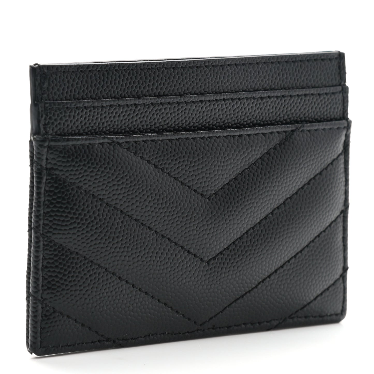 Grain De Poudre Matelasse Chevron Monogram Credit Card Case Black