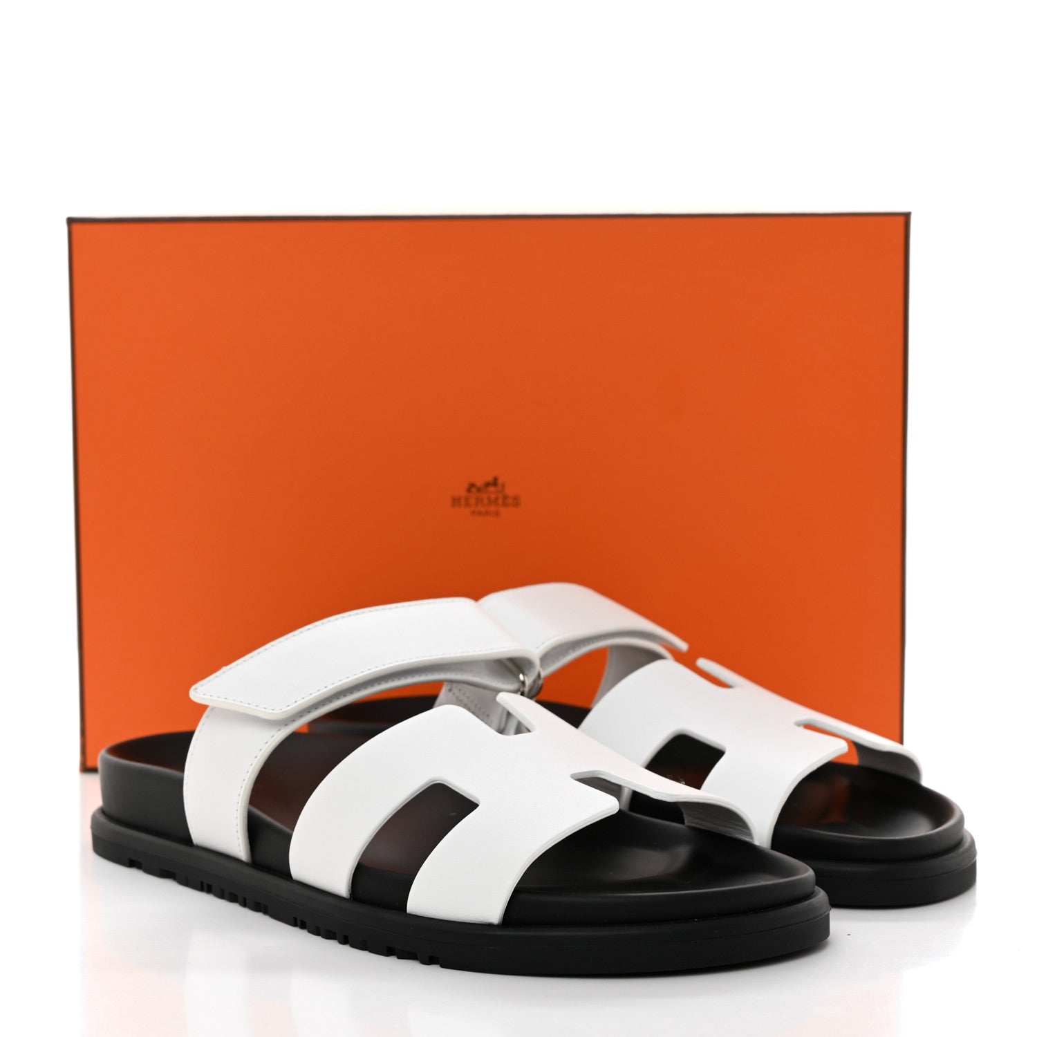 Hermes Calfskin Womens Chypre Sandals 38 White 9 of 9