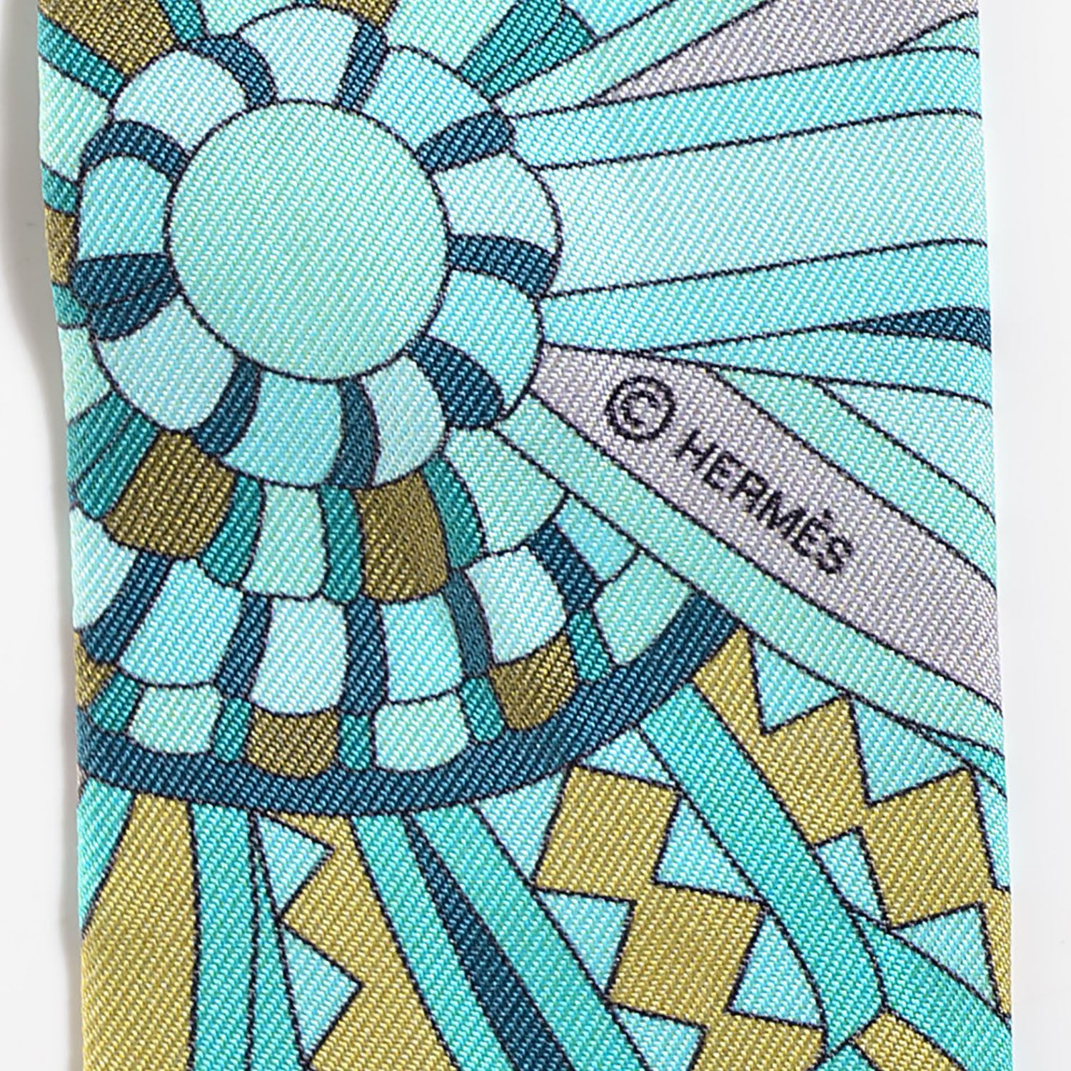 Hermes Silk Les Flots Du Cheval Twilly Turquoise 4 of 6