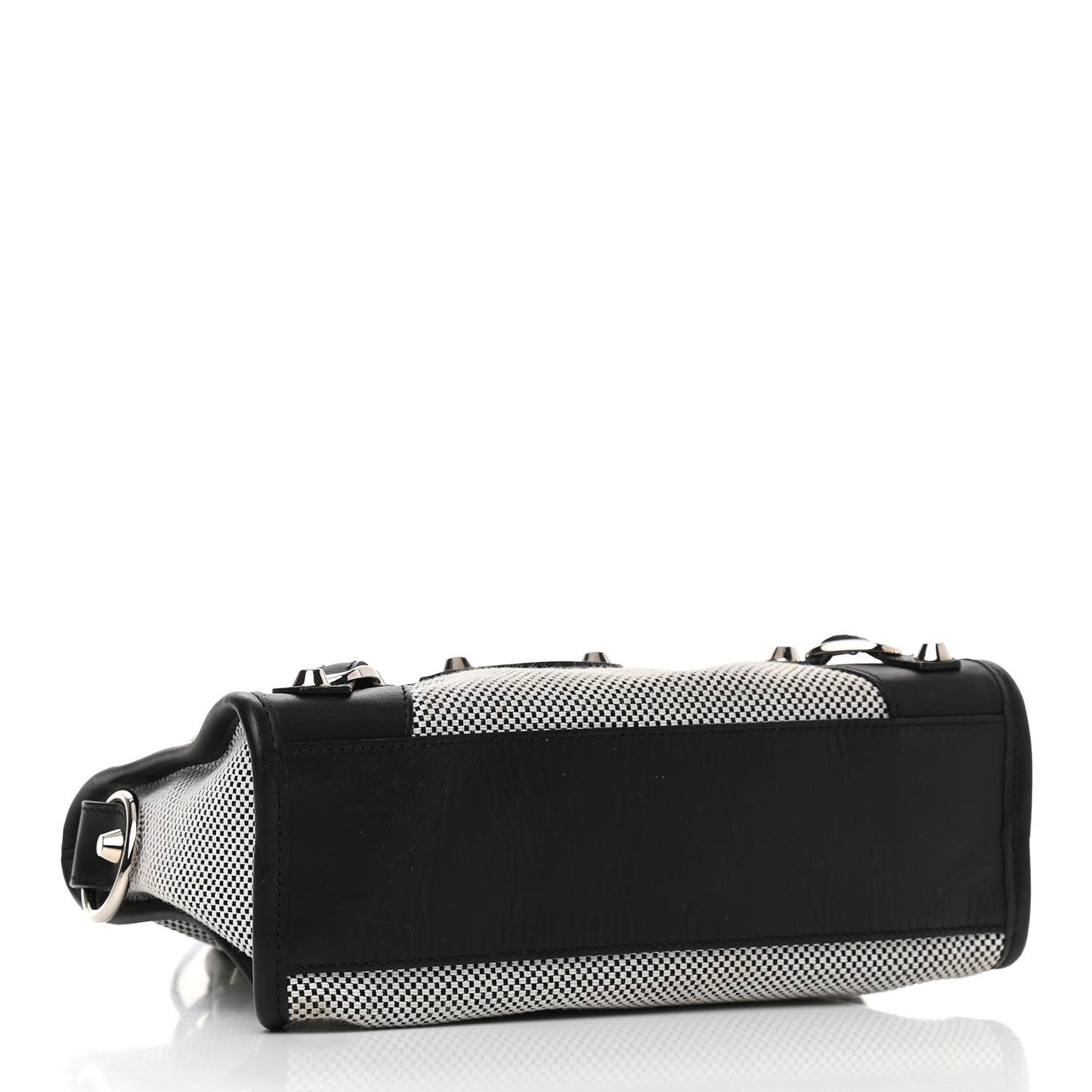 Calfskin Twill Classic Silver Hardware Mini City Black White