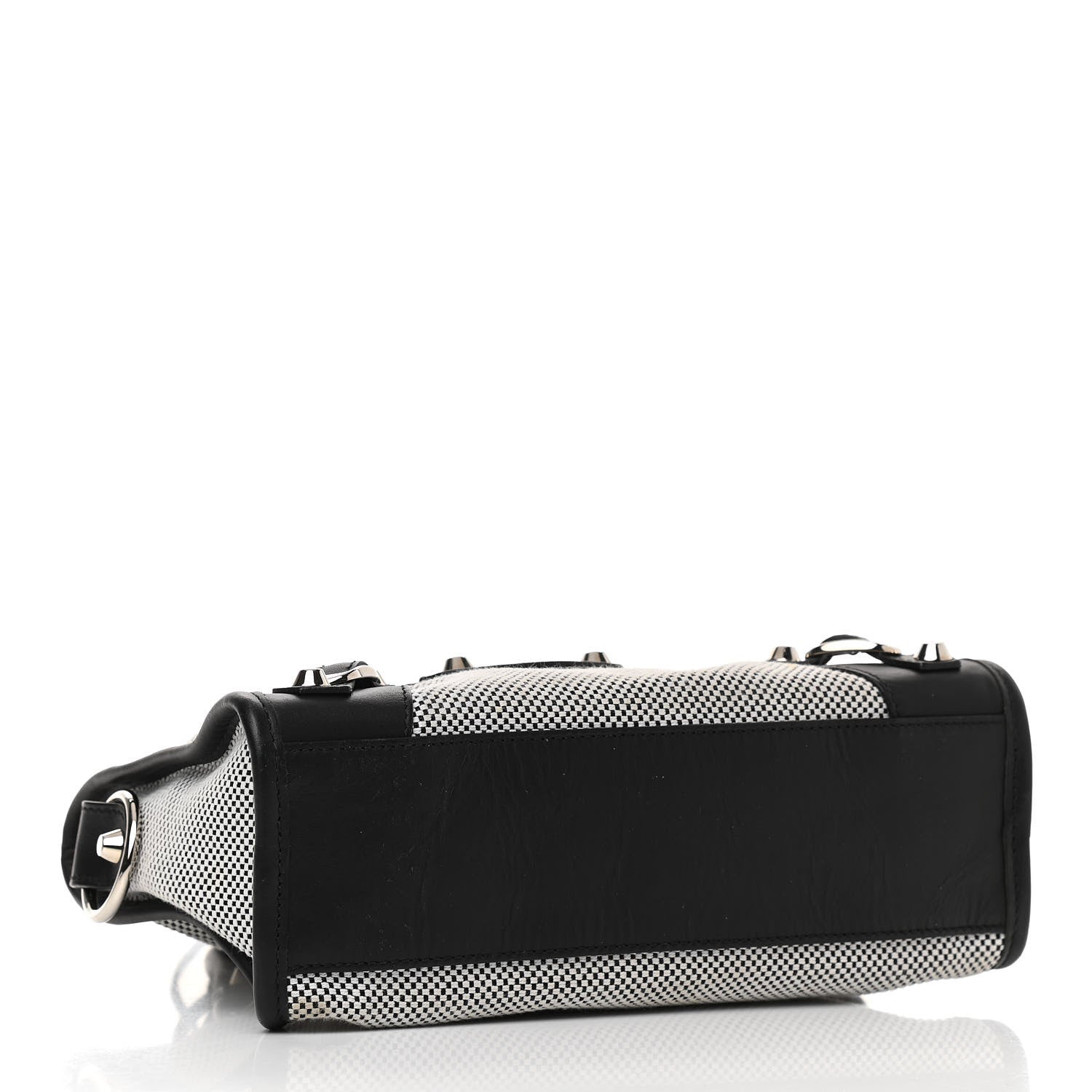 Balenciaga Calfskin Twill Classic Silver Hardware Mini City Black White 4 of 12