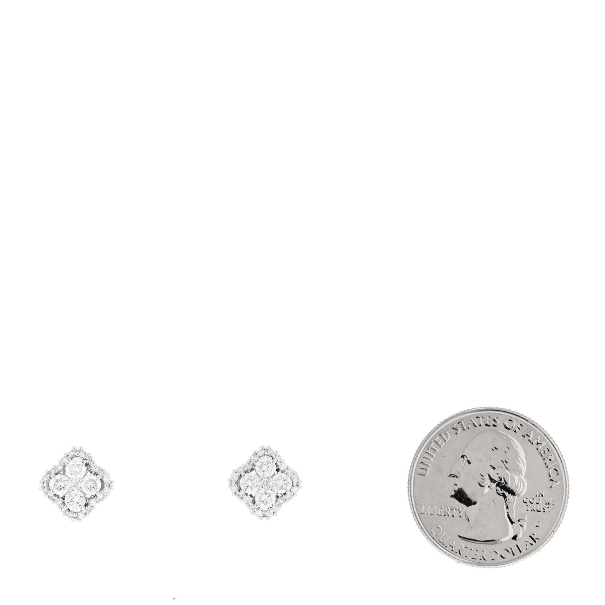 Roberto Coin 18K White Gold Diamond Flower Pave Stud Earrings 2 of 4