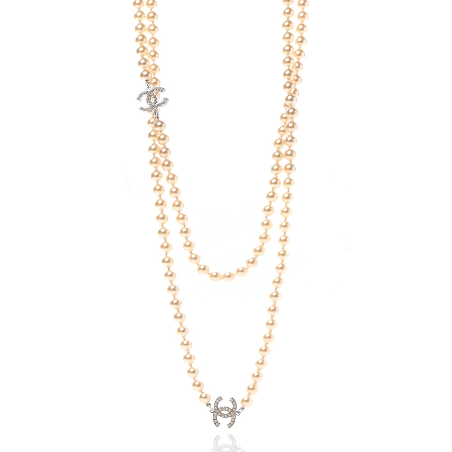 Chanel Pearl Multistrand CC Long Necklace Pearly White 1 of 4