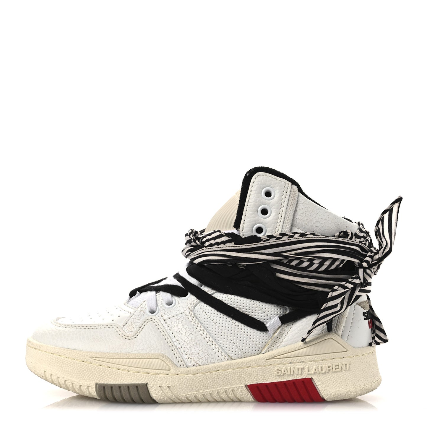 Calfskin Smith High Top Sneakers 36 White Black