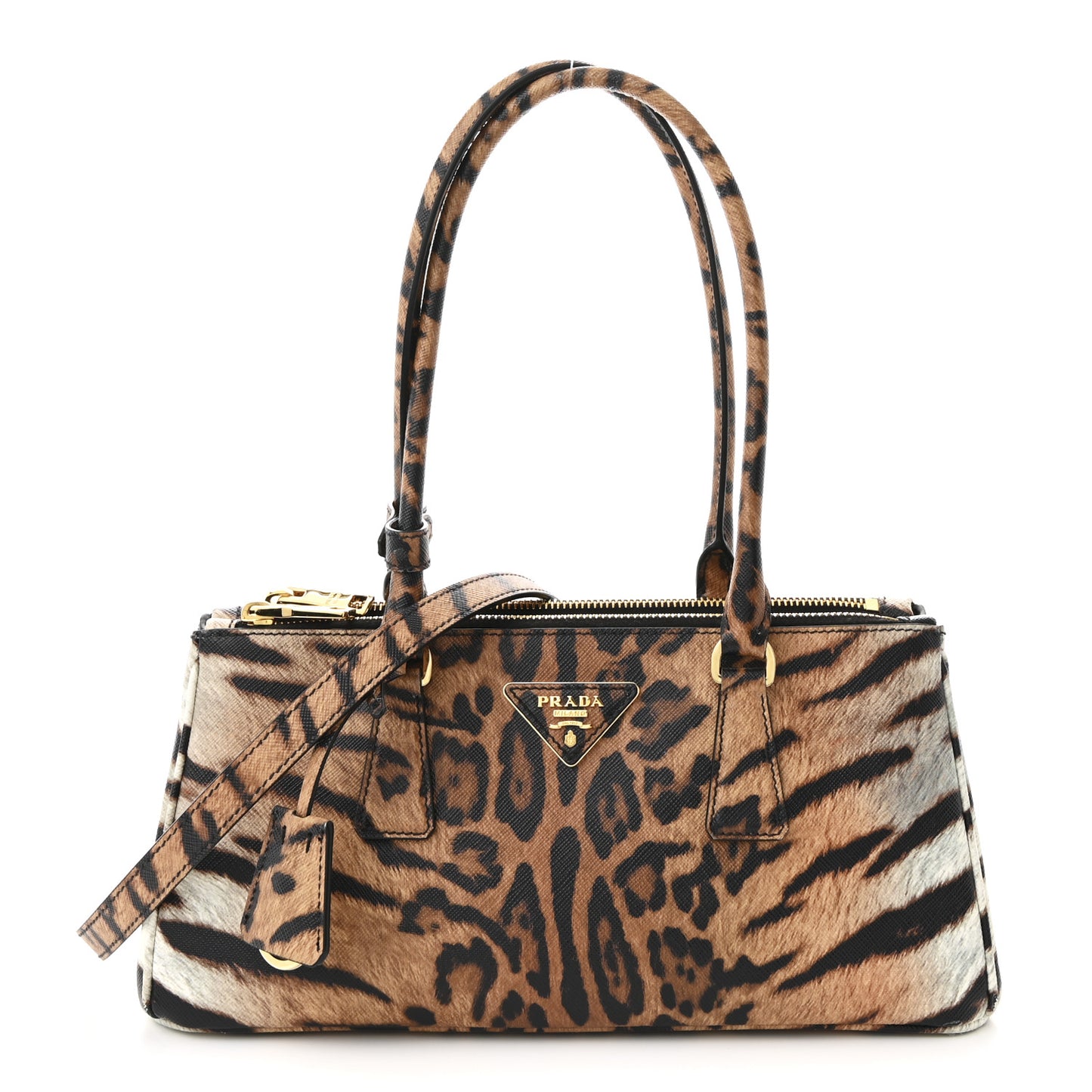 Saffiano Printed Medium East West Galleria Double Zip Bag Miele