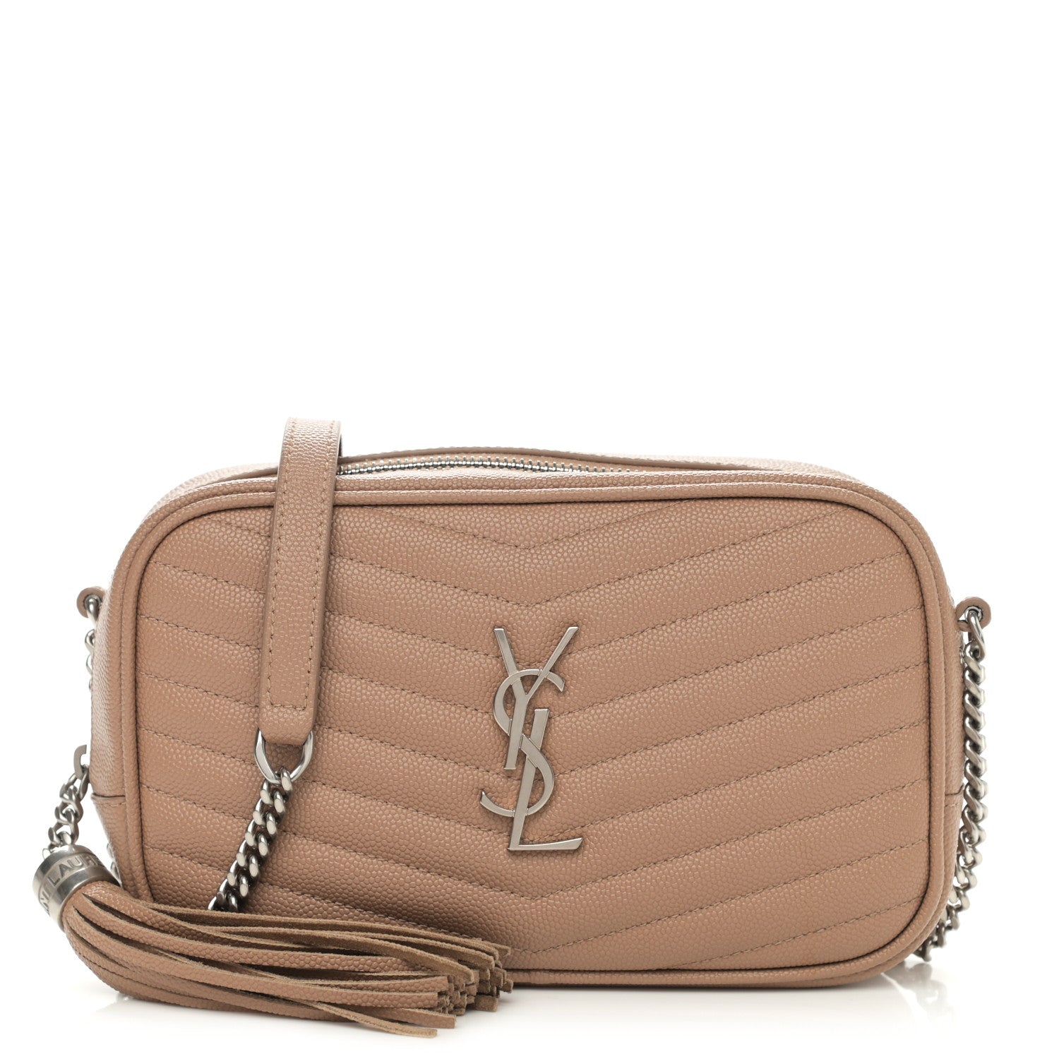 Saint Laurent Grain De Poudre Matelasse Monogram Mini Lou Camera Bag Dark Beige 1 of 10