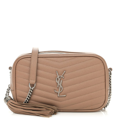 Saint Laurent Grain De Poudre Matelasse Monogram Mini Lou Camera Bag Dark Beige 1 of 10