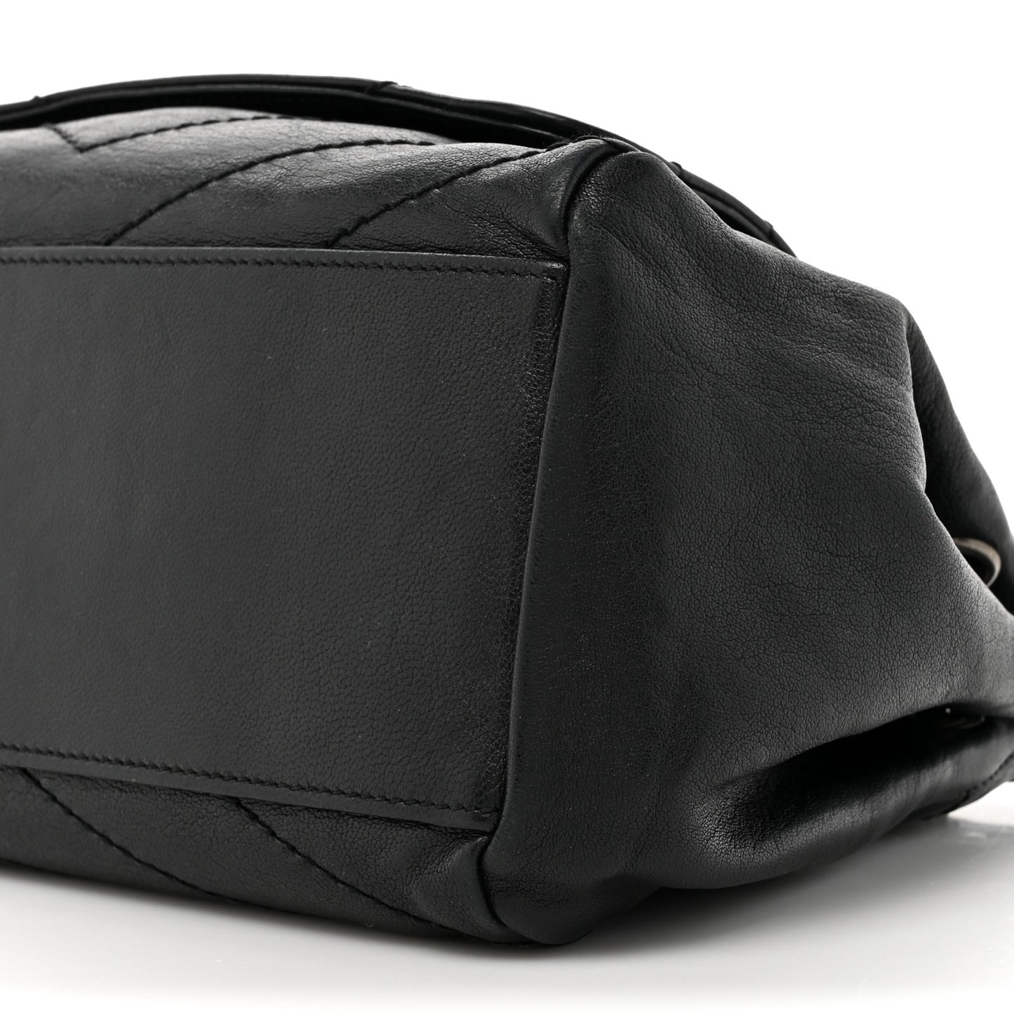 Pebbled Lambskin Chevron Monogram Small Nolita Black